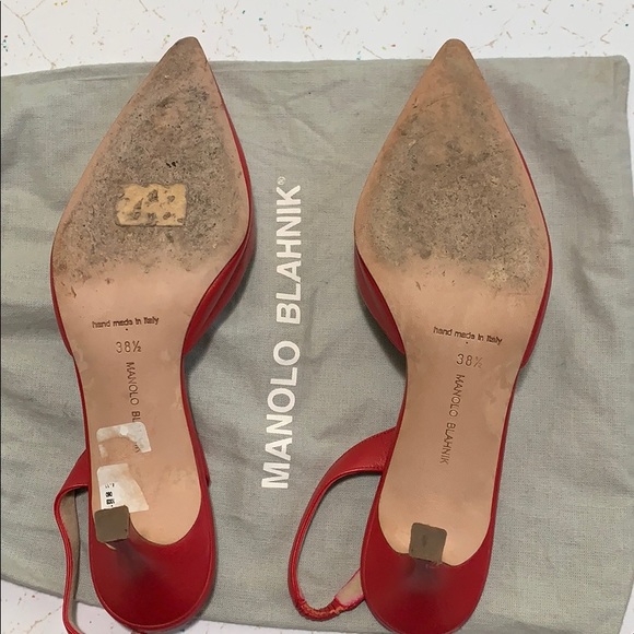 Manolo Blahnik red calf leather slingback pumps - Picture 4 of 7